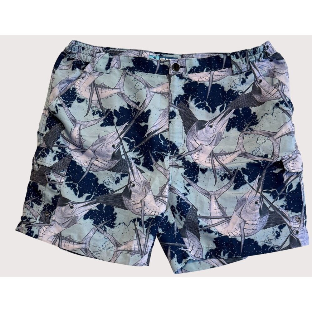 Reel‎ Legends Mens Size XL Outdoors Fishing Marlin Print Cargo Style Shorts